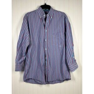 Paul Shark Button Up Shirt Mens 42 Long Sleeve Striped Yacht Purple Pink